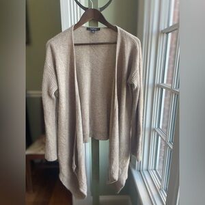 100% Cashmere Saks Fifth Avenue Open Front Cardigan Sweater Oatmeal Tan Beige M